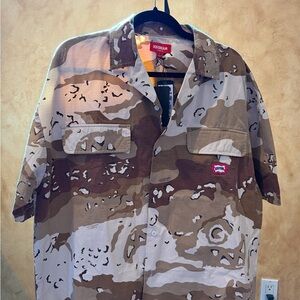 Icecream Men's Military Button Up- Brown and Cream